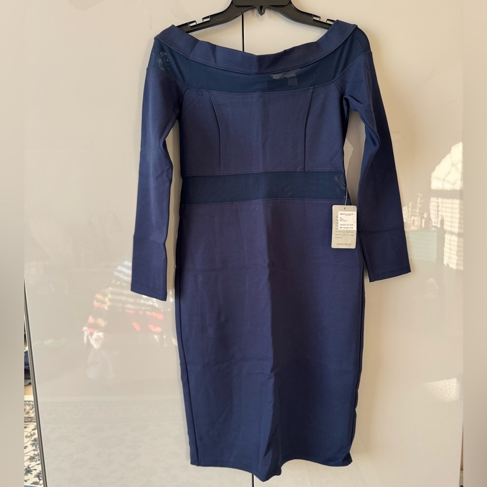 Nordstrom Midnight Blue Long Sleeve Dress Love x Design sz M